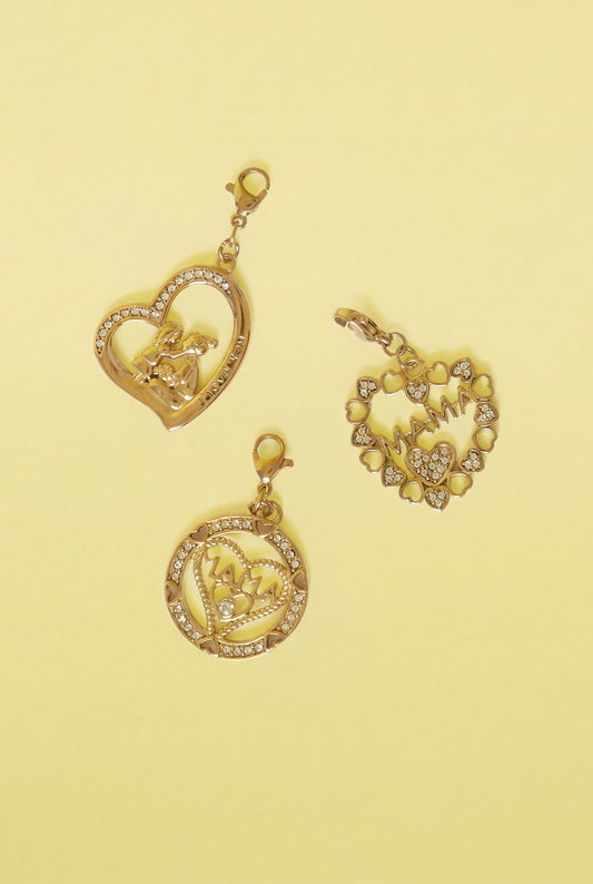 Sieraden bedel mama in hart met steentjes DIY