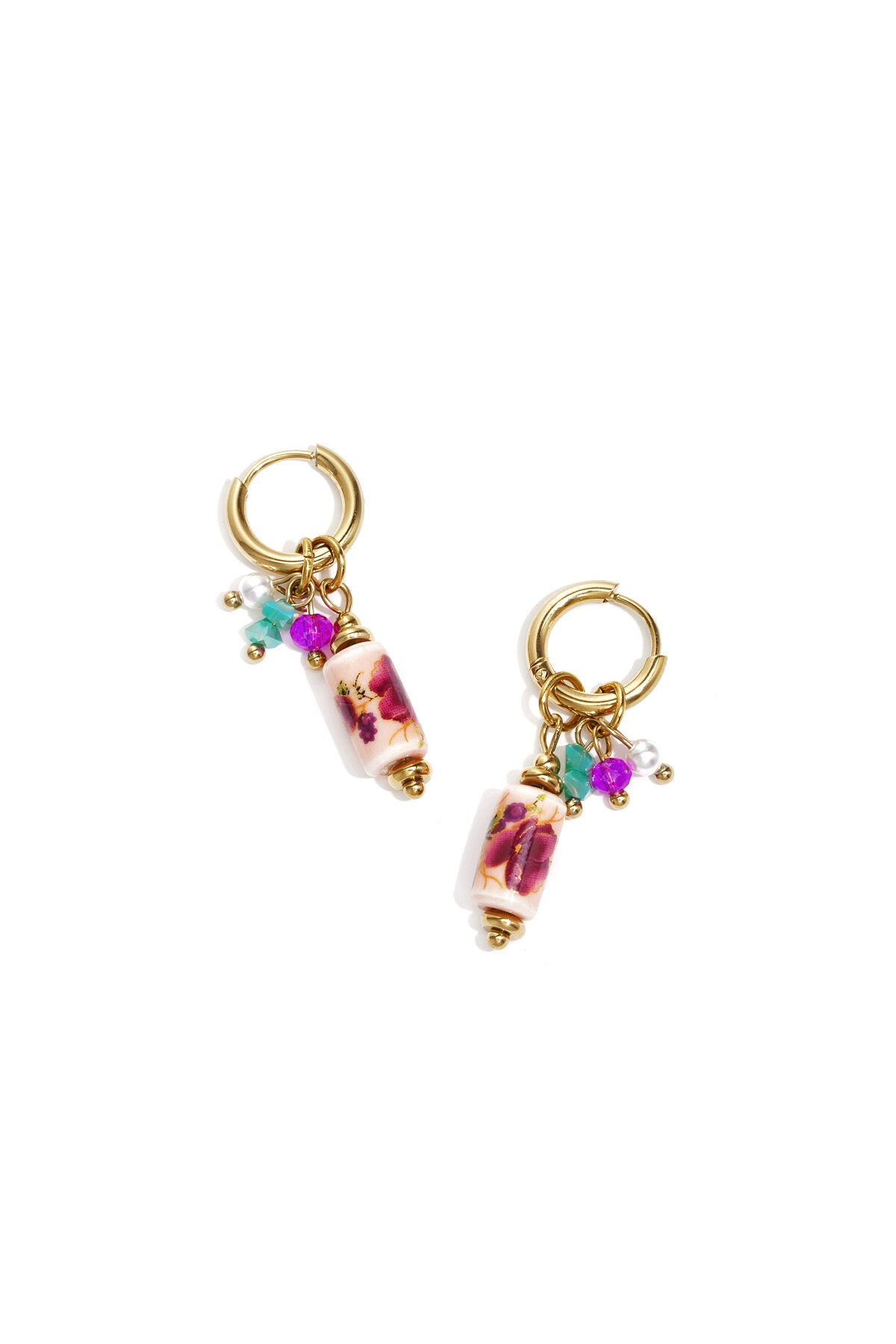 Elegant Pink & Blue Bead Earrings for Spring/Summer