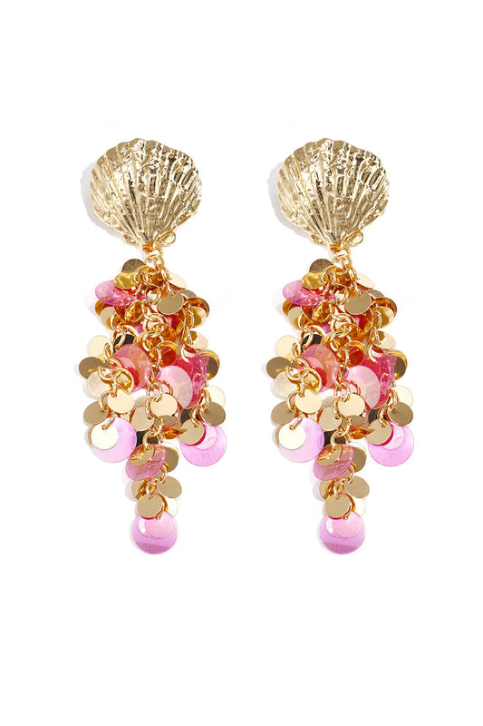 Elegant Dangle Earrings in Orange, Pink, and Gold