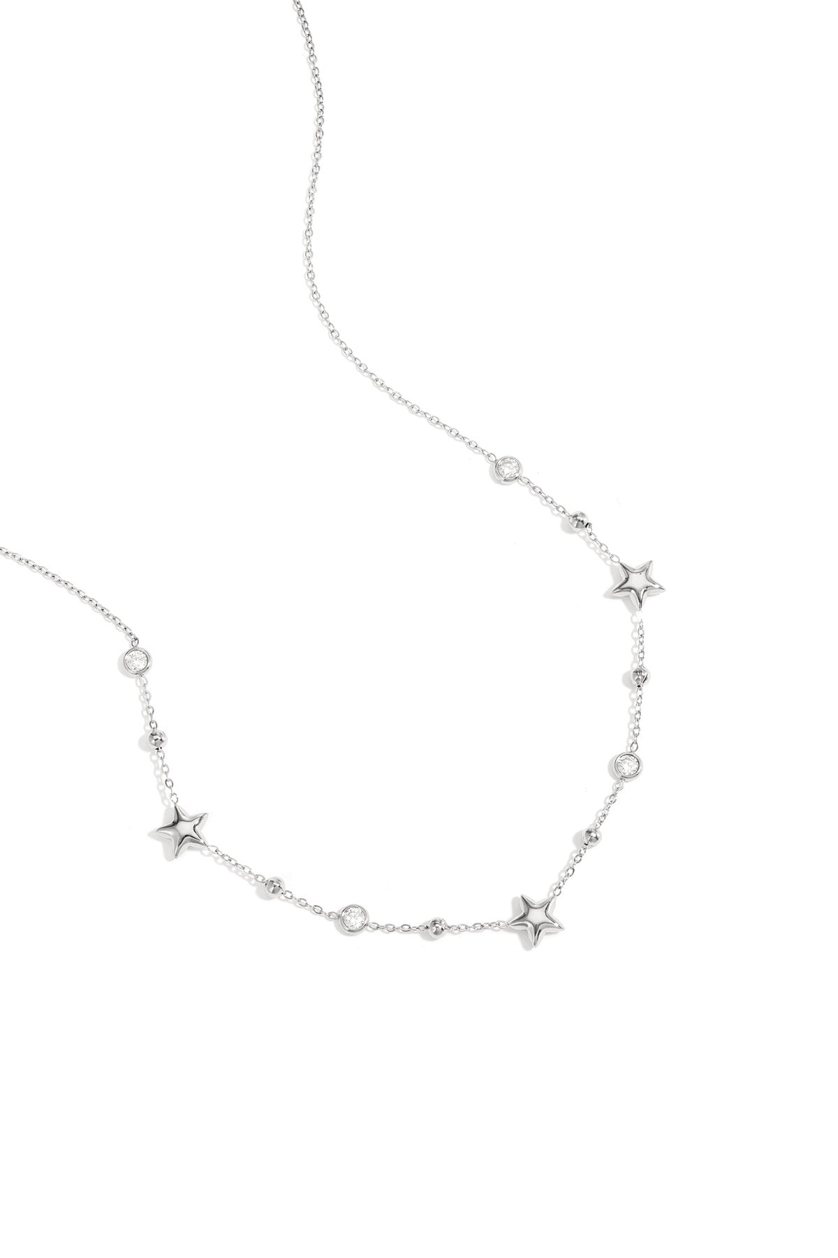 Elegant Star Chain Necklace in Silver & Gold
