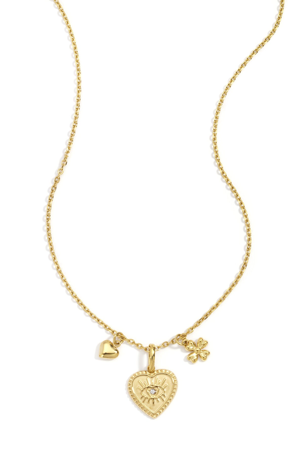 Elegant Devil's Eye & Heart Pendant Necklace