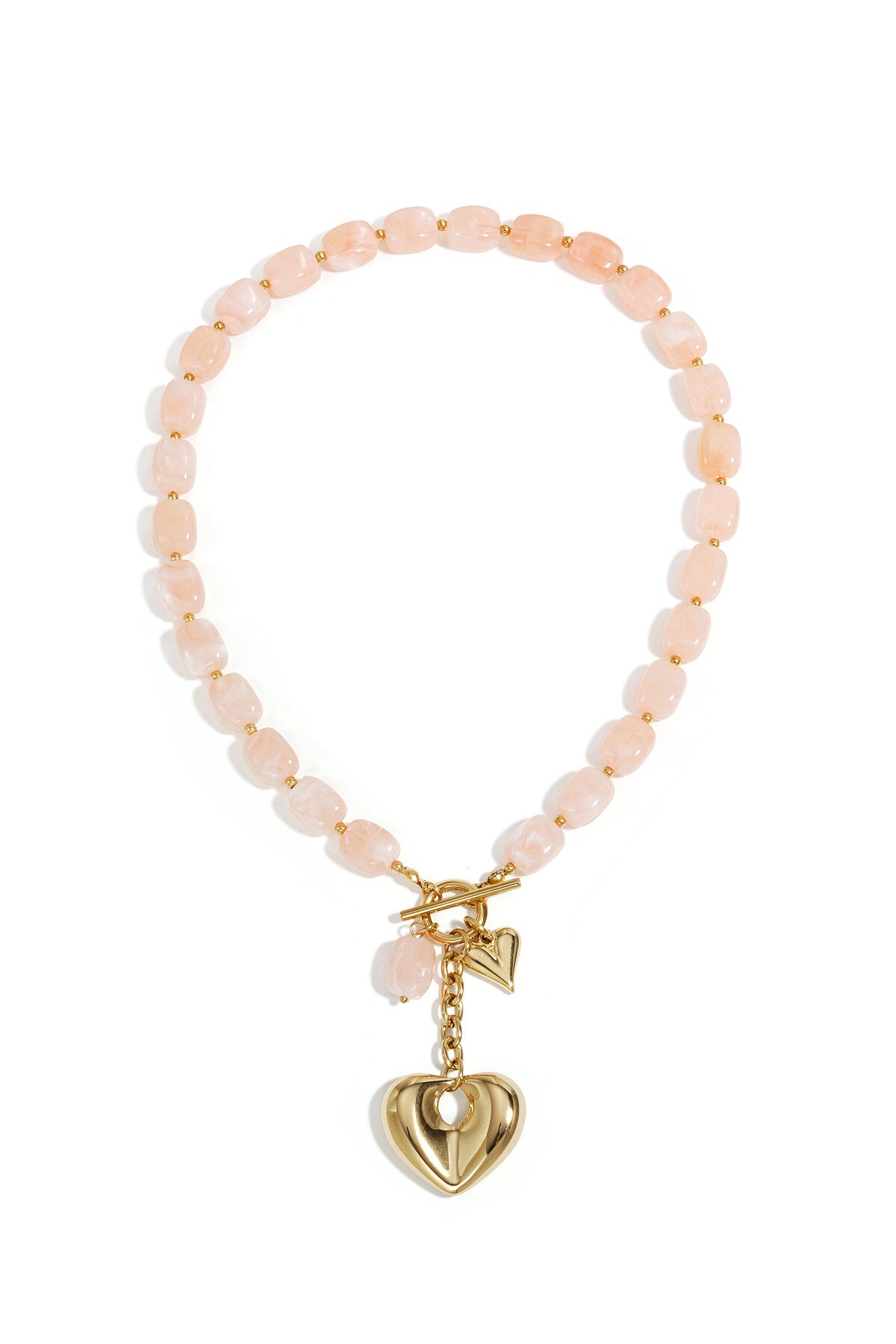 Chic Acrylic Beaded Necklace for Women - Heart Design