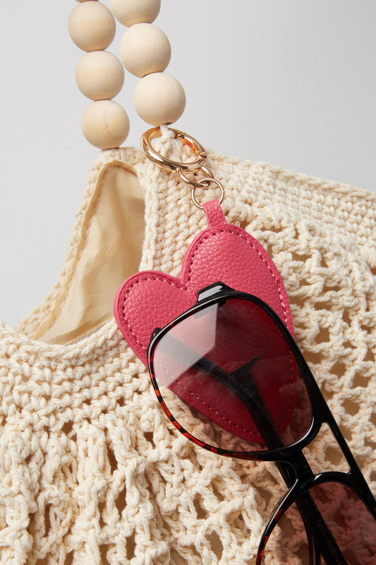 Charming Khaki & Rose Red Heart Bag Charms for Women