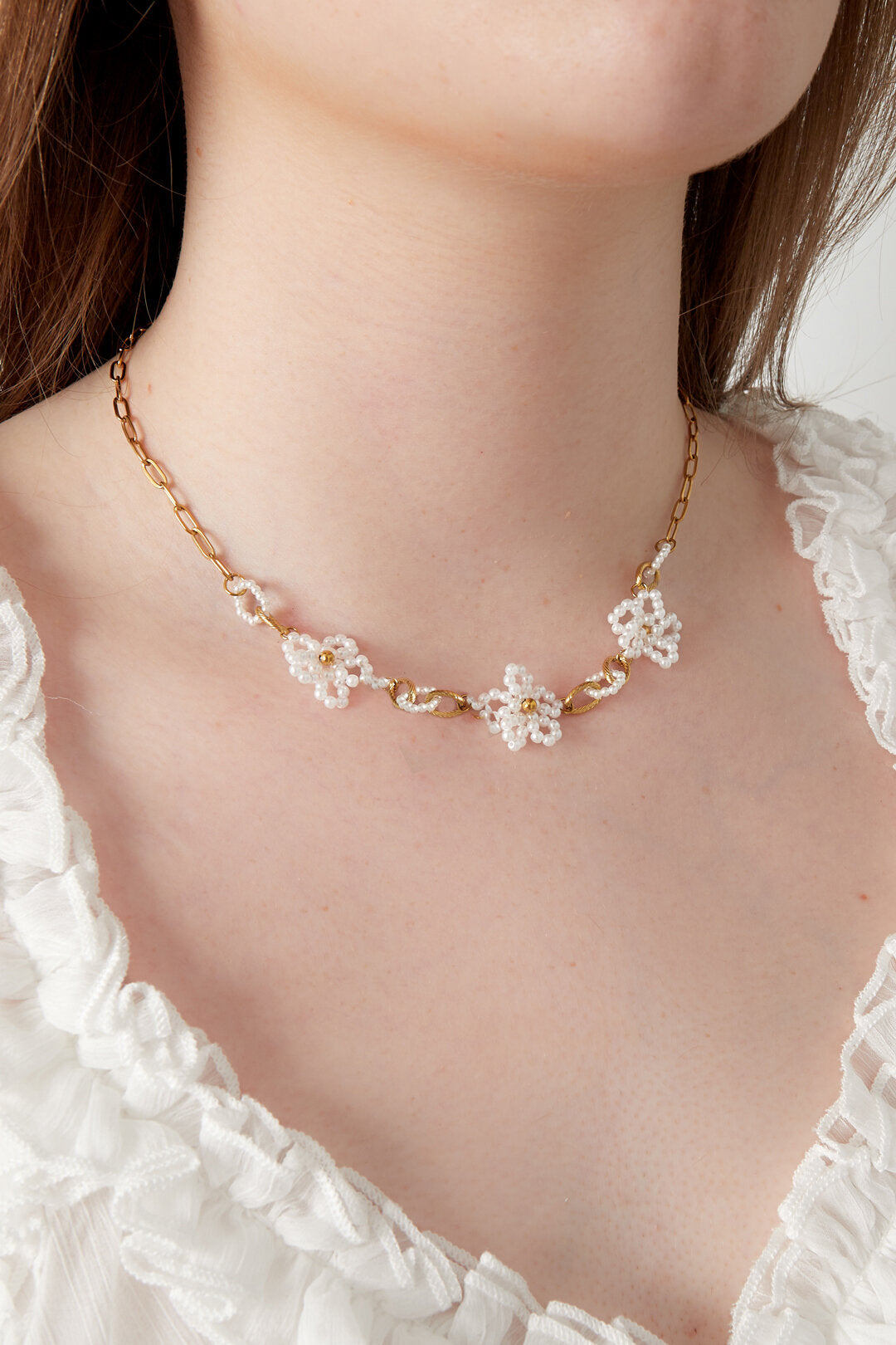 Elegant 14K Gold Plated Flower Necklace