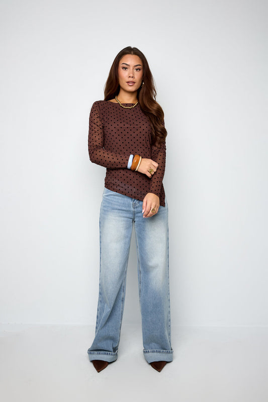 Elegant Polka Dot Long Sleeve Top for Fall/Winter