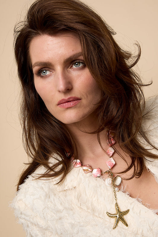 Lumé Gold Color Sea Shell Beaded Necklace