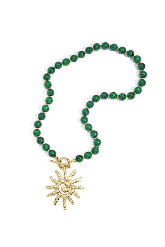 Elegant Dark Green & Coffee Brown Beaded Necklace