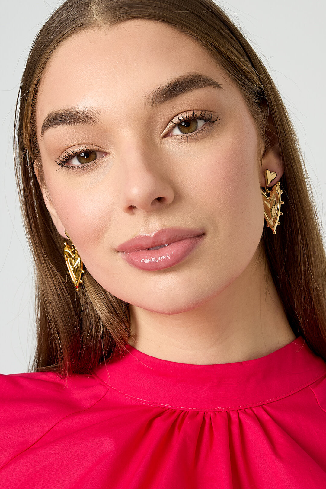 Stylish Gold Heart Drop Earrings for Women