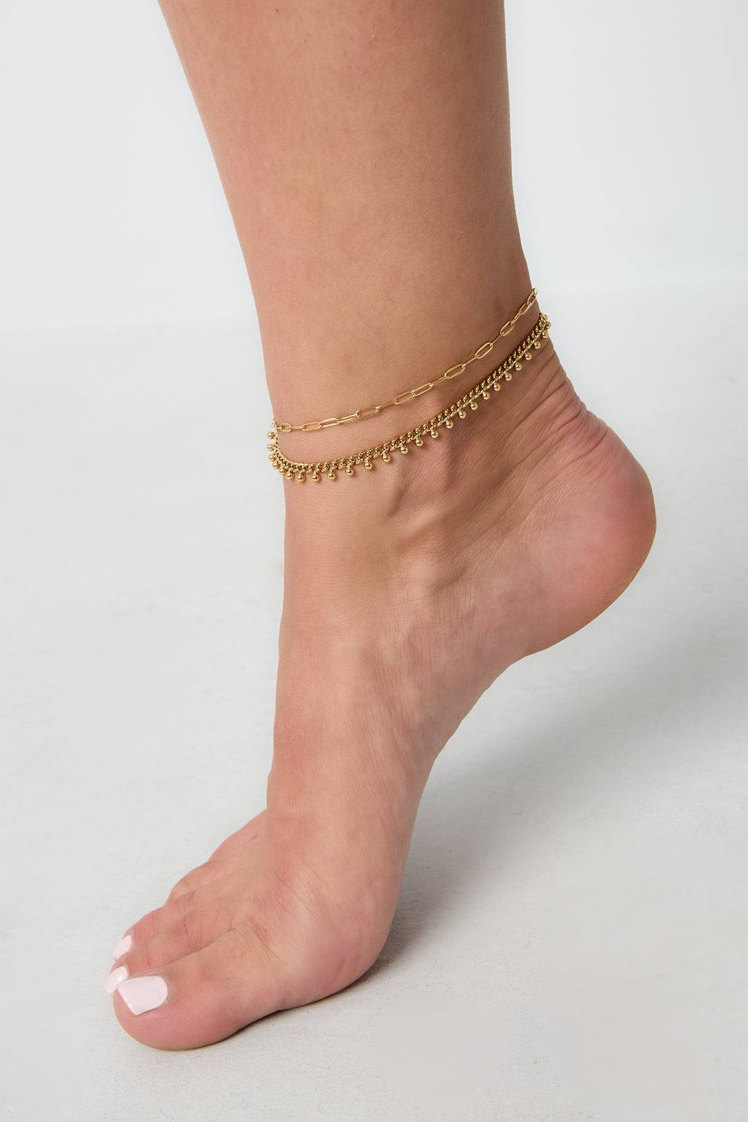 Elegant Gold Color Multi-Layered Ankle Bracelet