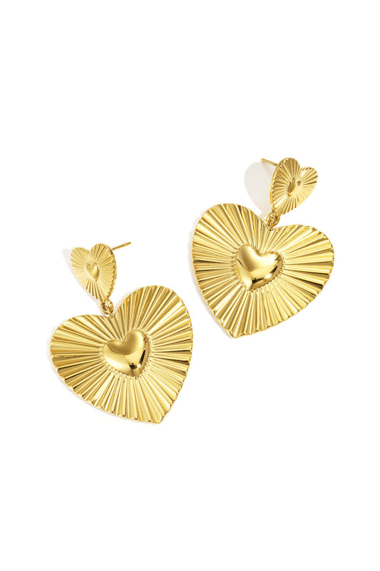 Elegant Gold Heart Drop Earrings for Women
