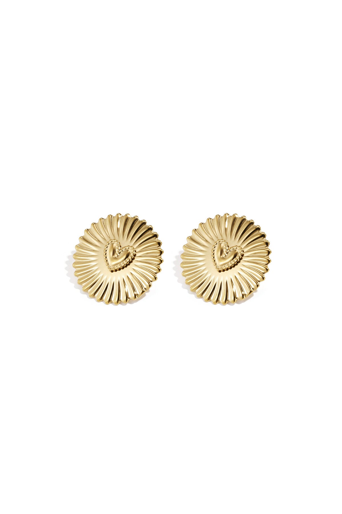 Elegant Gold Retro Heart Stud Earrings for Women