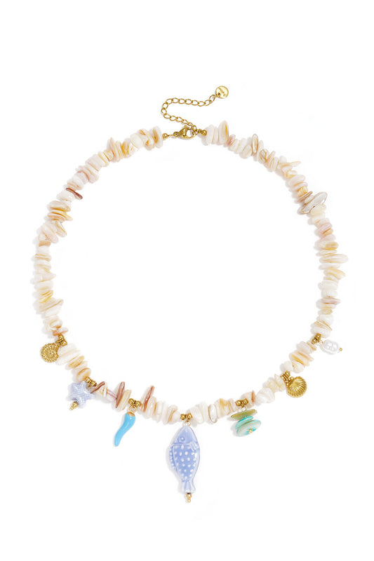 Elegant Off-White Beaded Necklace for Summer Vacations