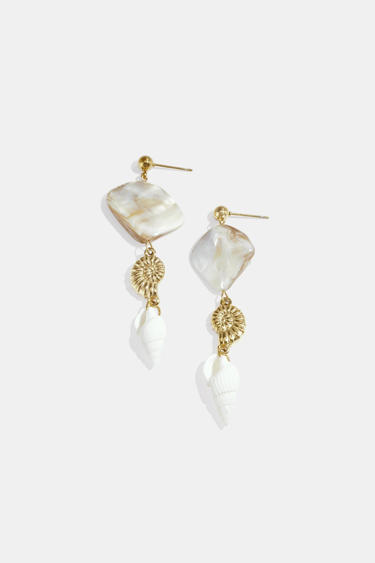 Lumé Gold Shell Dangle Earrings for Summer Glam