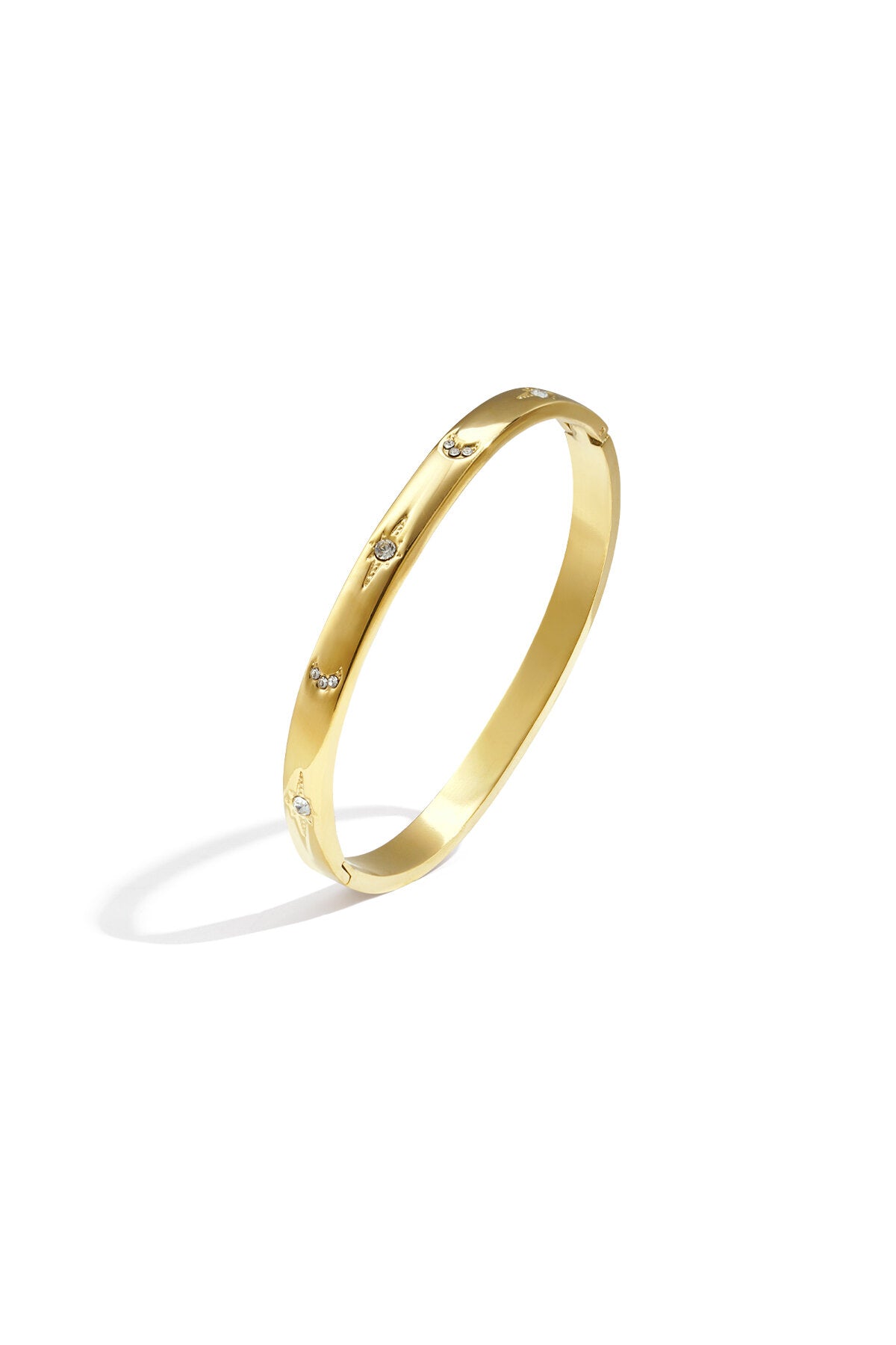 Stylish All-Fit Stainless Steel Bangle with Rhinestones