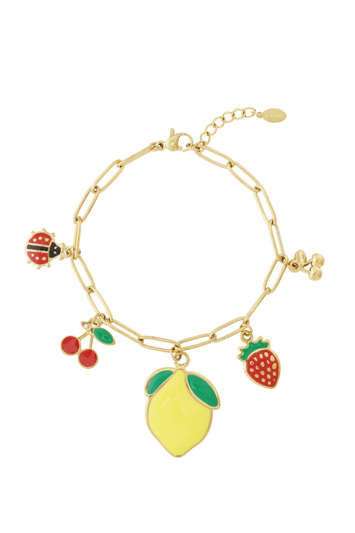 14K Gold Plated Fruit Charm Bracelet for Spring/Summer