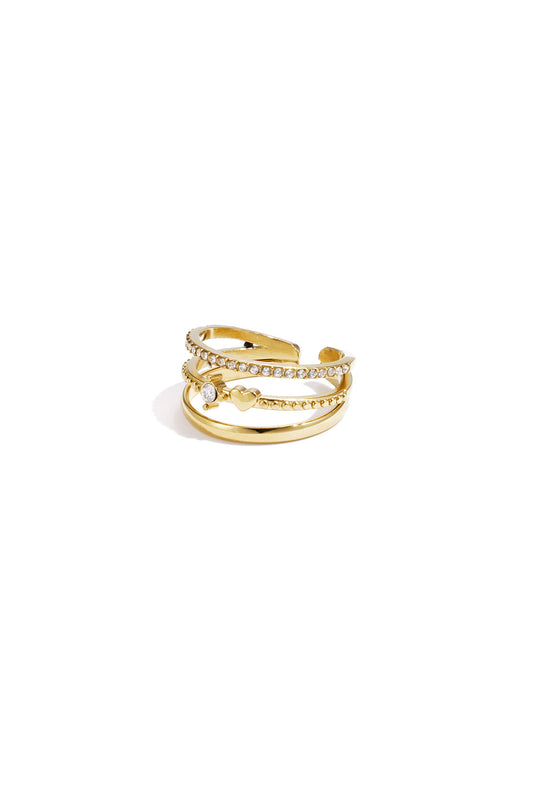 Elegant Minimalist Rhinestone Ring - Adjustable & Stylish