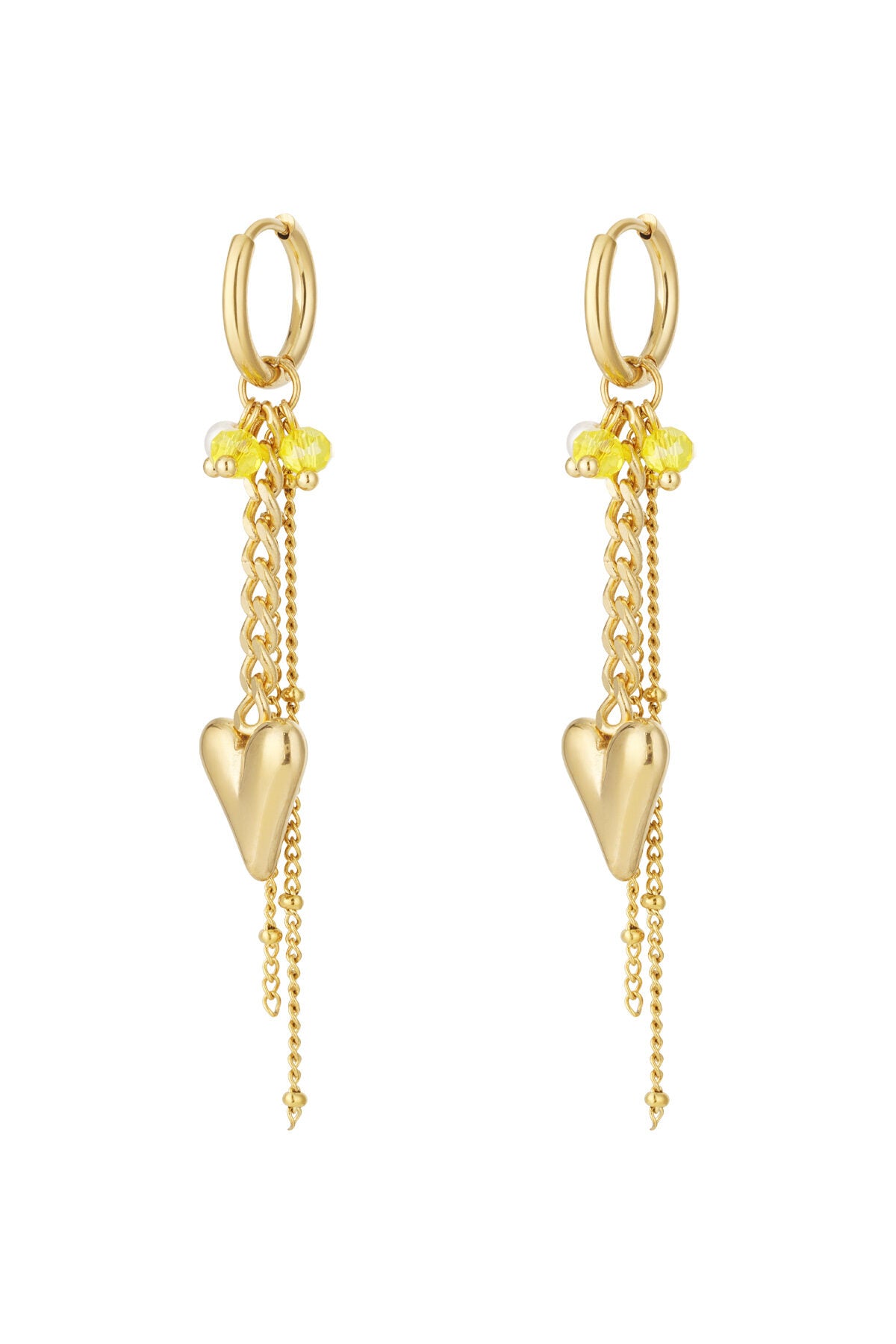 Stylish 14K Gold Plated Heart Drop Earrings
