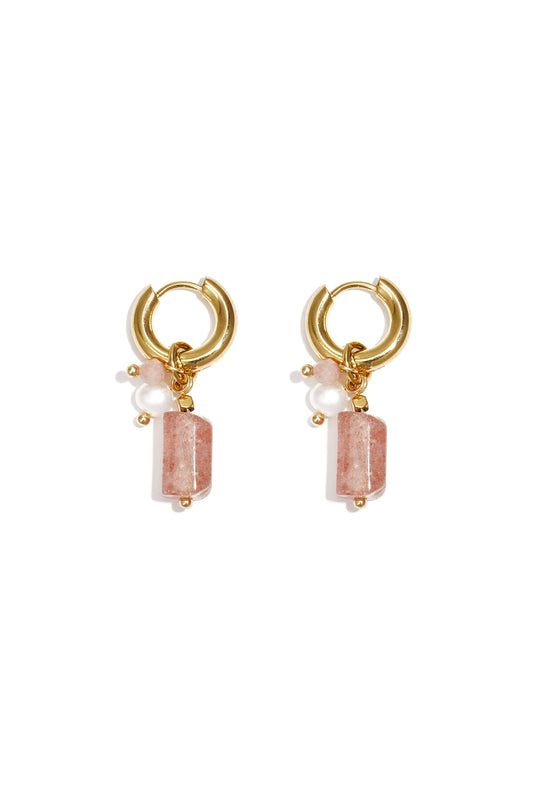 Elegant Pink & Gold Beaded Earrings for Spring