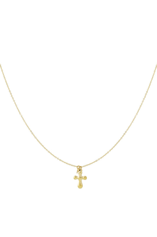 Elegant Cross Pendant Necklace in Silver and Gold