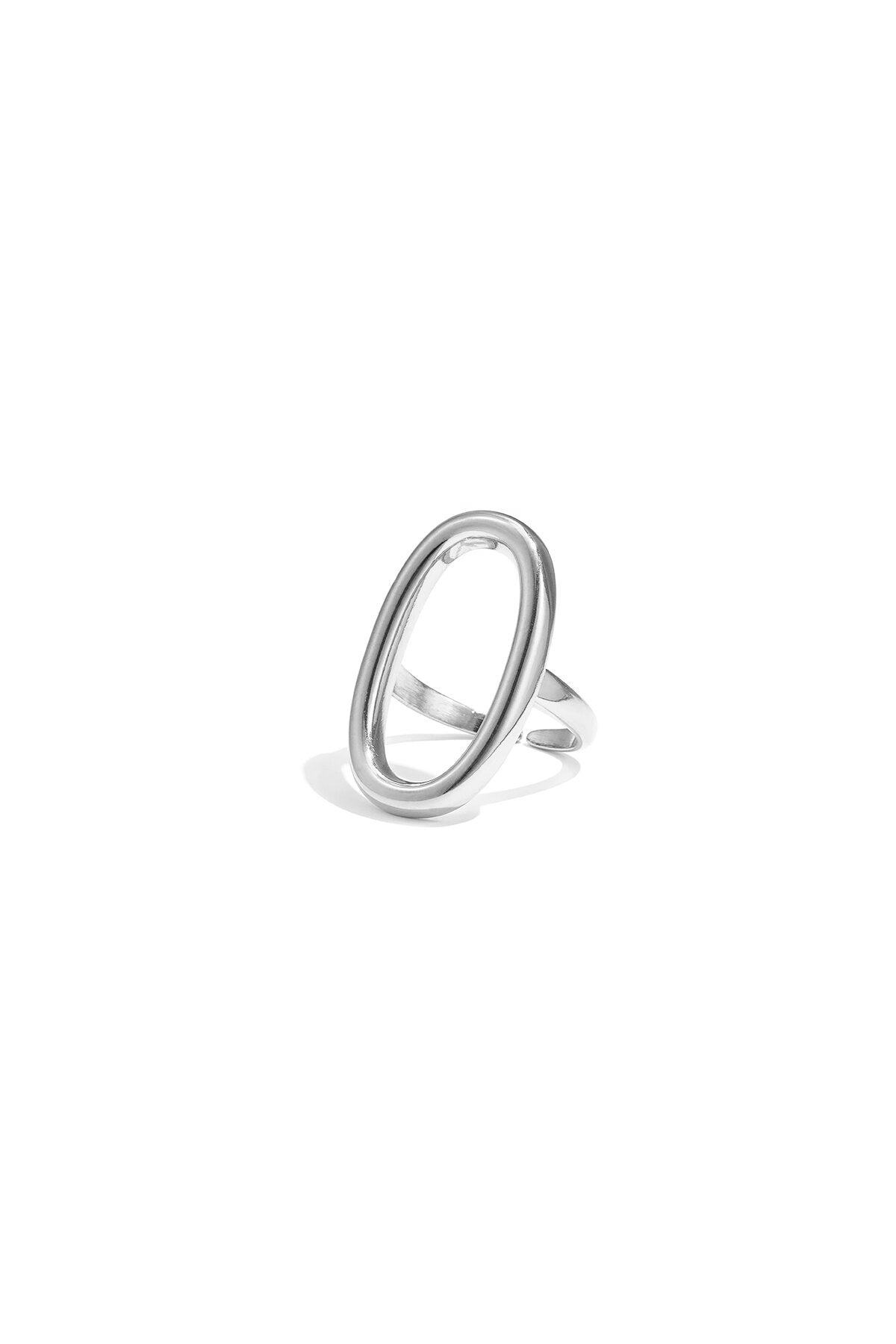 Elegant Minimalist Adjustable Ellipse Ring - Silver & Gold