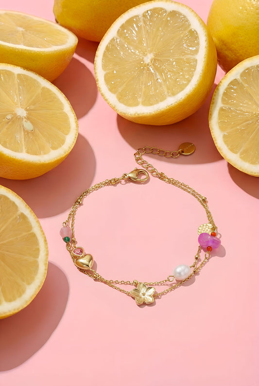 Elegant Gold-Toned Multi-Layered Charm Bracelet