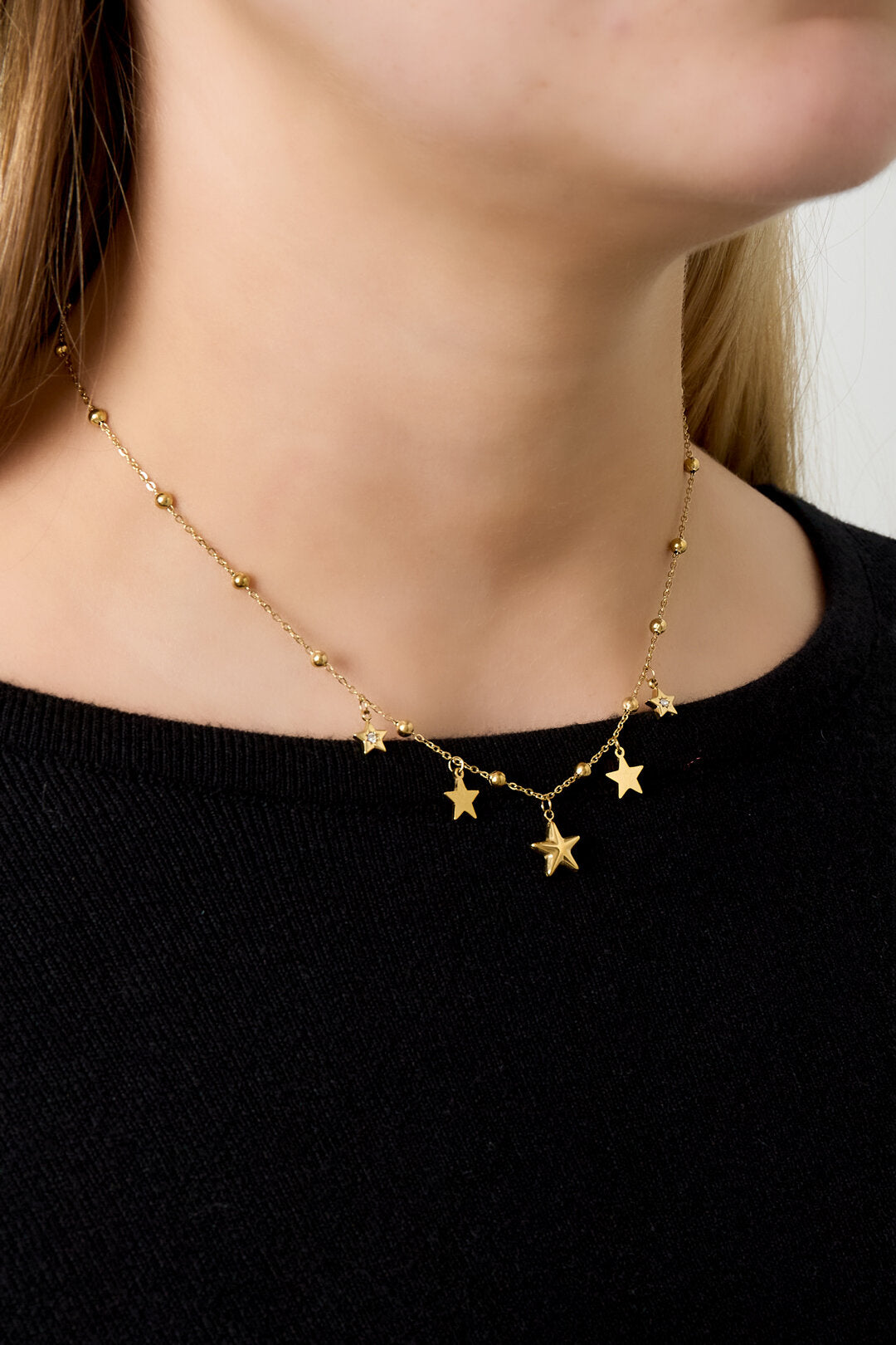 Elegant Star Rhinestone Necklace in Silver & Gold