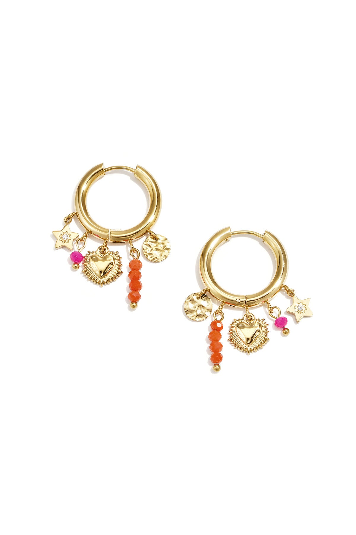 Elegant Rhinestone Heart & Star Drop Earrings