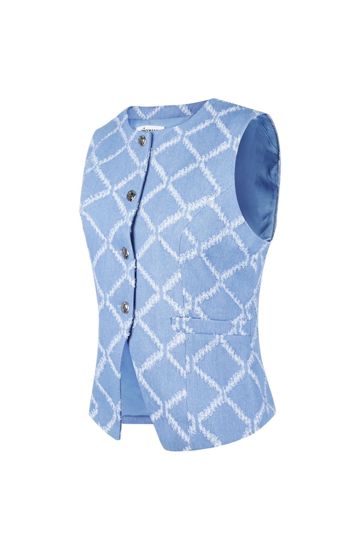 Elegant Blue Sleeveless Cotton Top for Summer