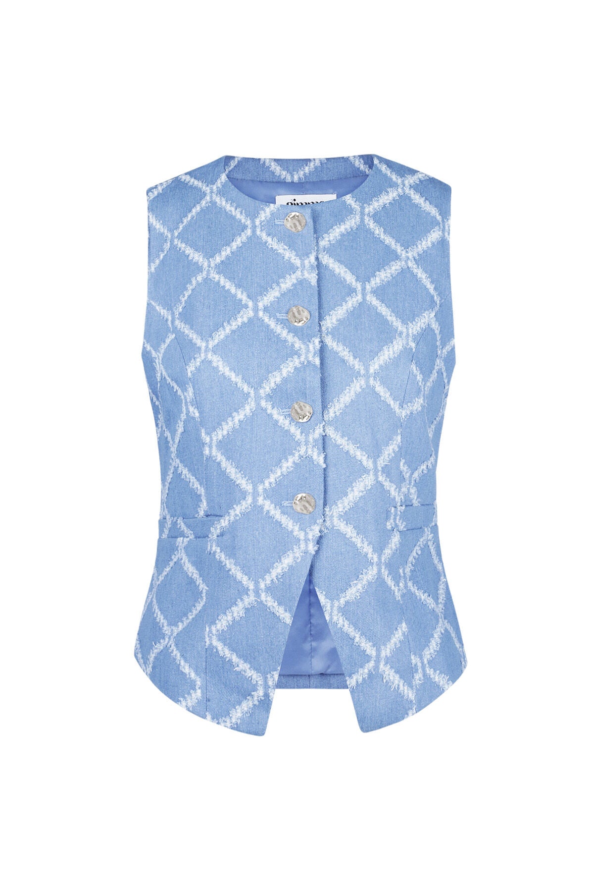 Elegant Blue Sleeveless Cotton Top for Summer