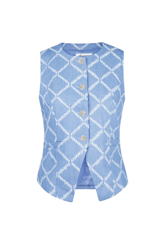 Elegant Blue Sleeveless Cotton Top for Summer
