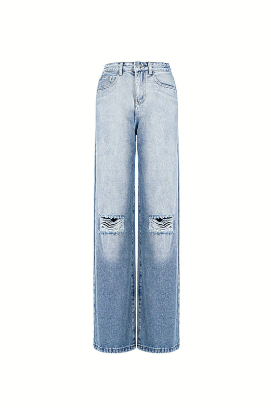 Stylish Ripped Straight Denim Pants for All Fits