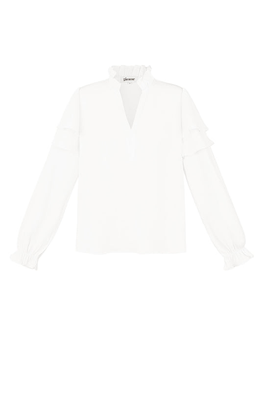 Stylish Polyester Long Sleeve Top in Blue, White & Black