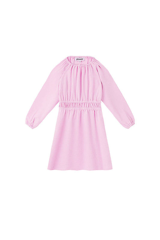 Polyester Women's Mini Dress Pleated Elastic Waist