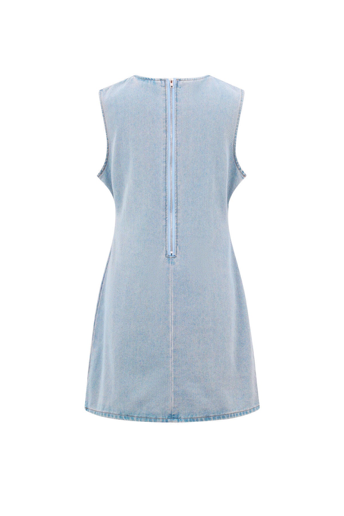 Chic Light Blue Cotton Mini Dress for Summer
