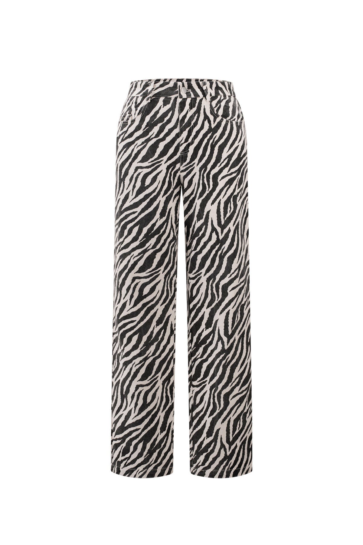 Stylish Black Zebra Stripe Denim Pants for Casual Wear