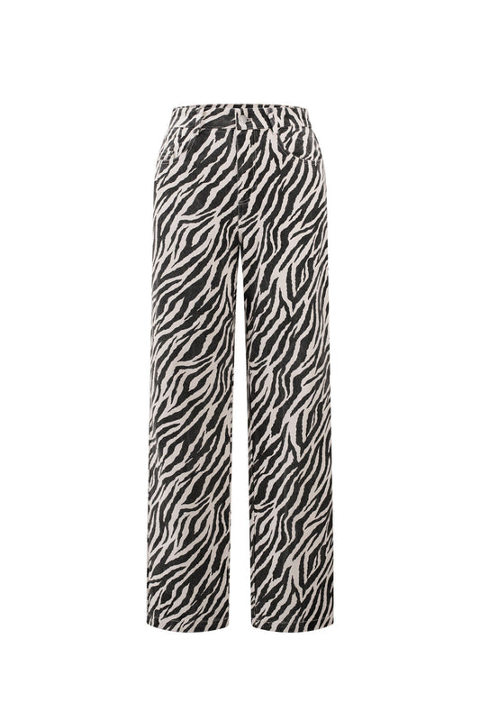 Stylish Black Zebra Stripe Denim Pants for Casual Wear