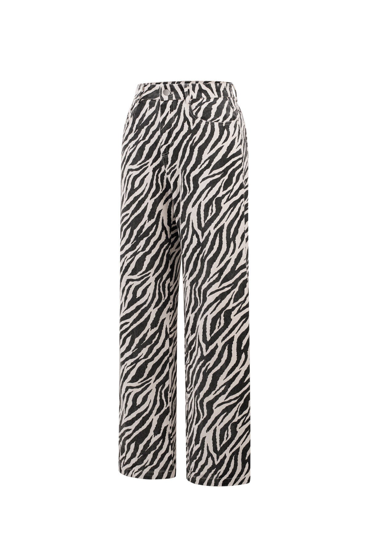 Stylish Black Zebra Stripe Denim Pants for Casual Wear