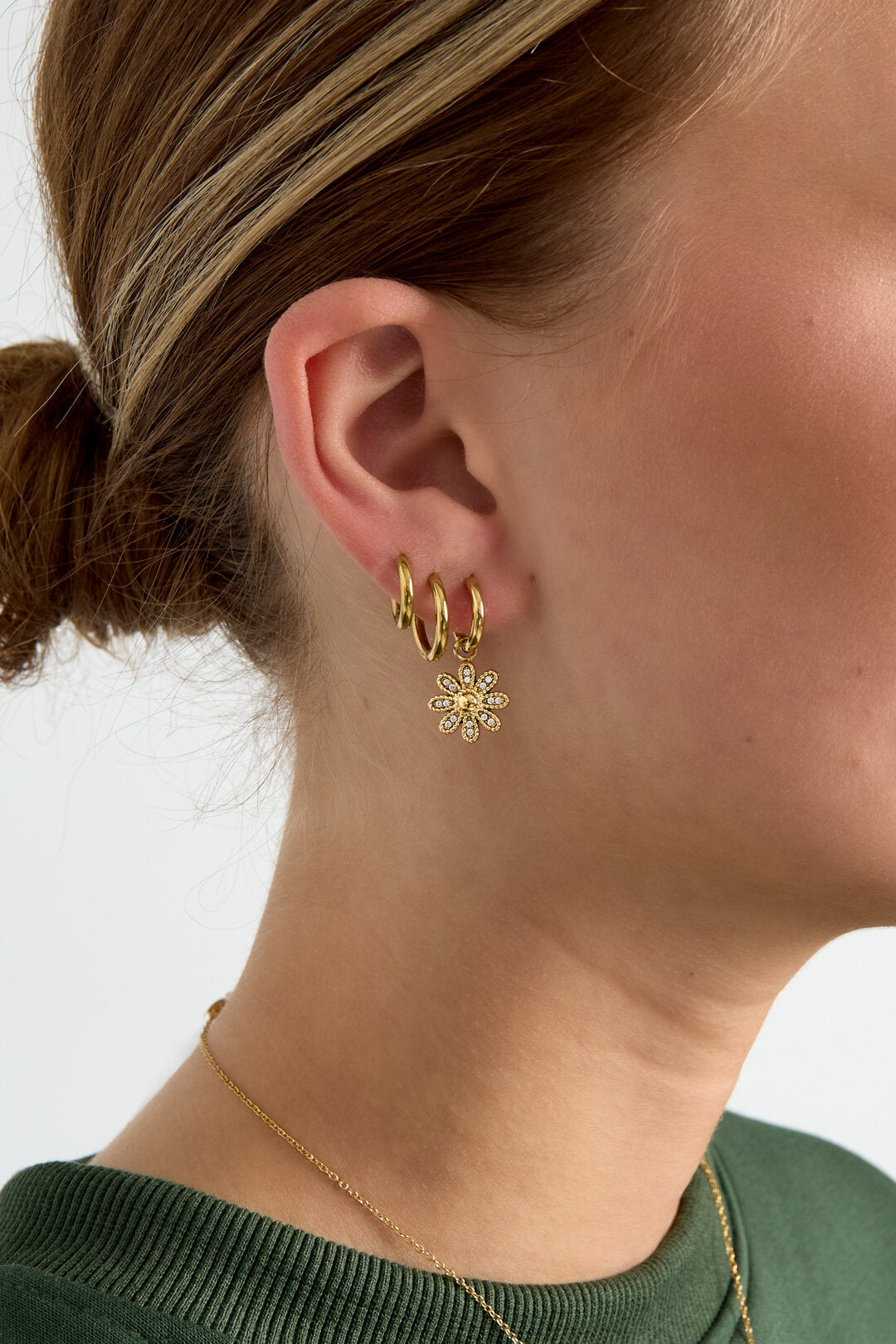 Elegant 14K Gold Plated Flower Drop Earrings for Everyday Wear