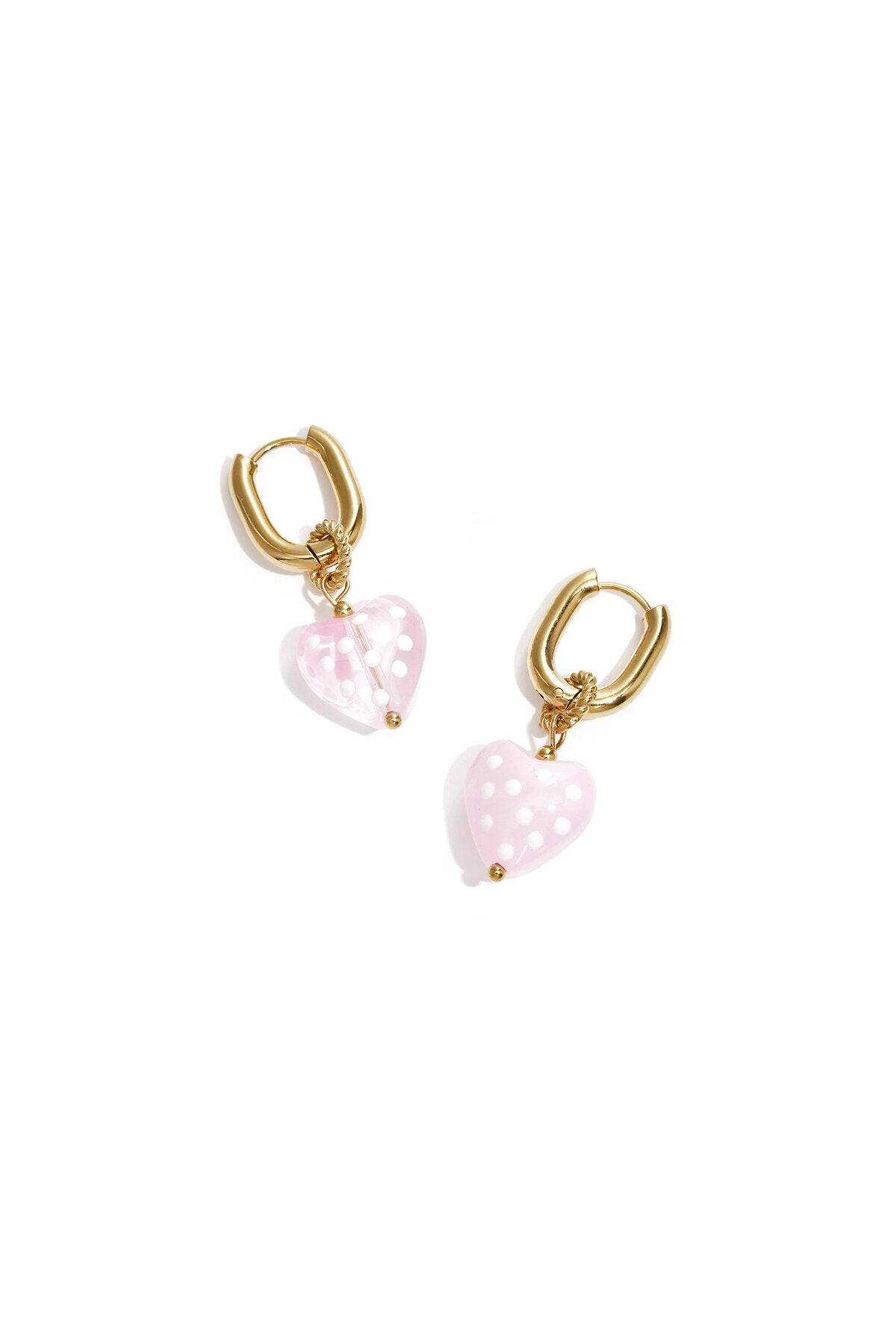 Stainless Steel Heart Drop Earrings, Romantic Pink & Red
