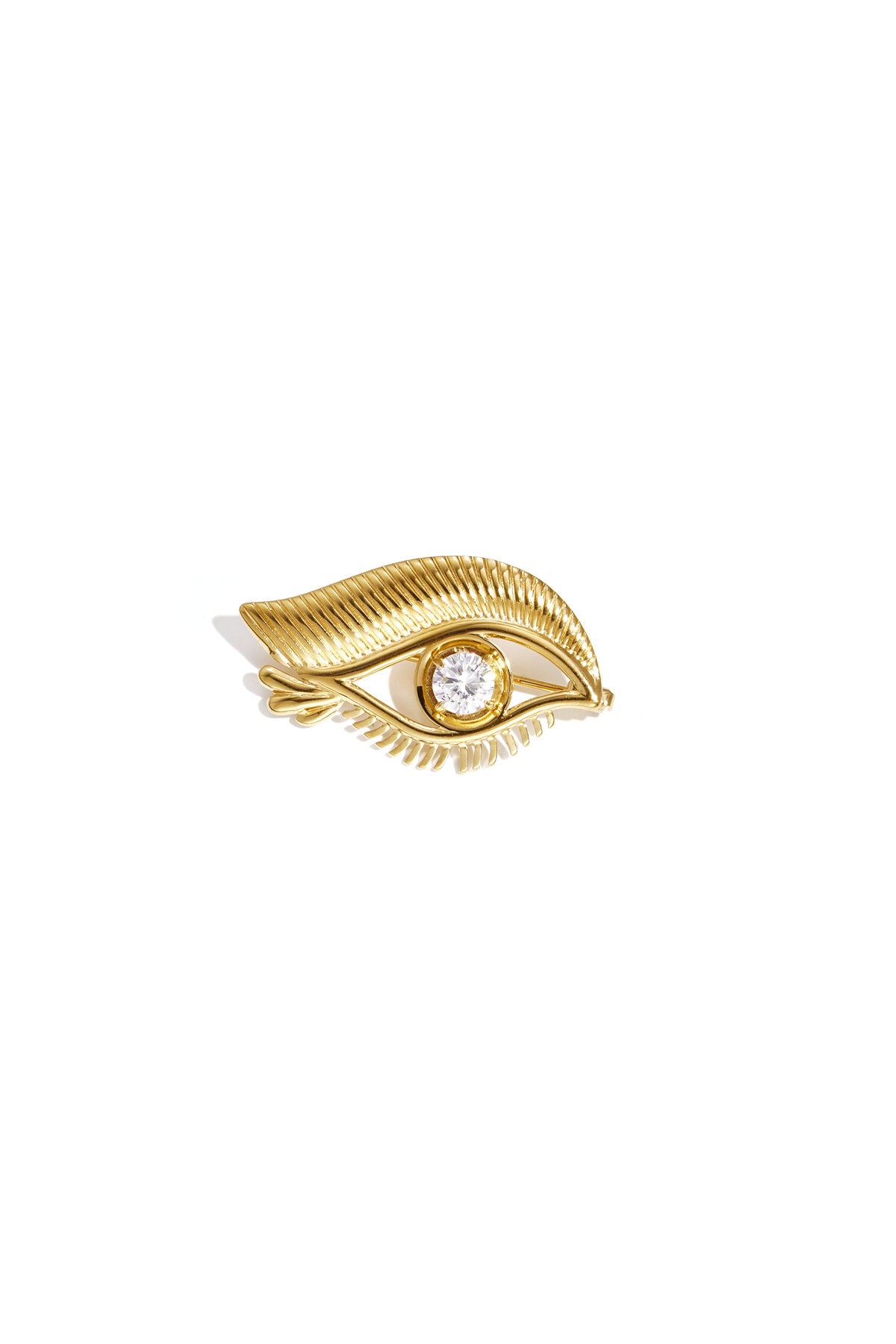 Elegant Gold Rhinestone Devil's Eye Brooch