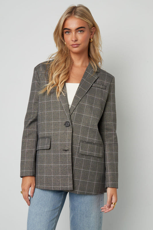 Elegant Checkered Ladies' Suit Set for Fall/Winter