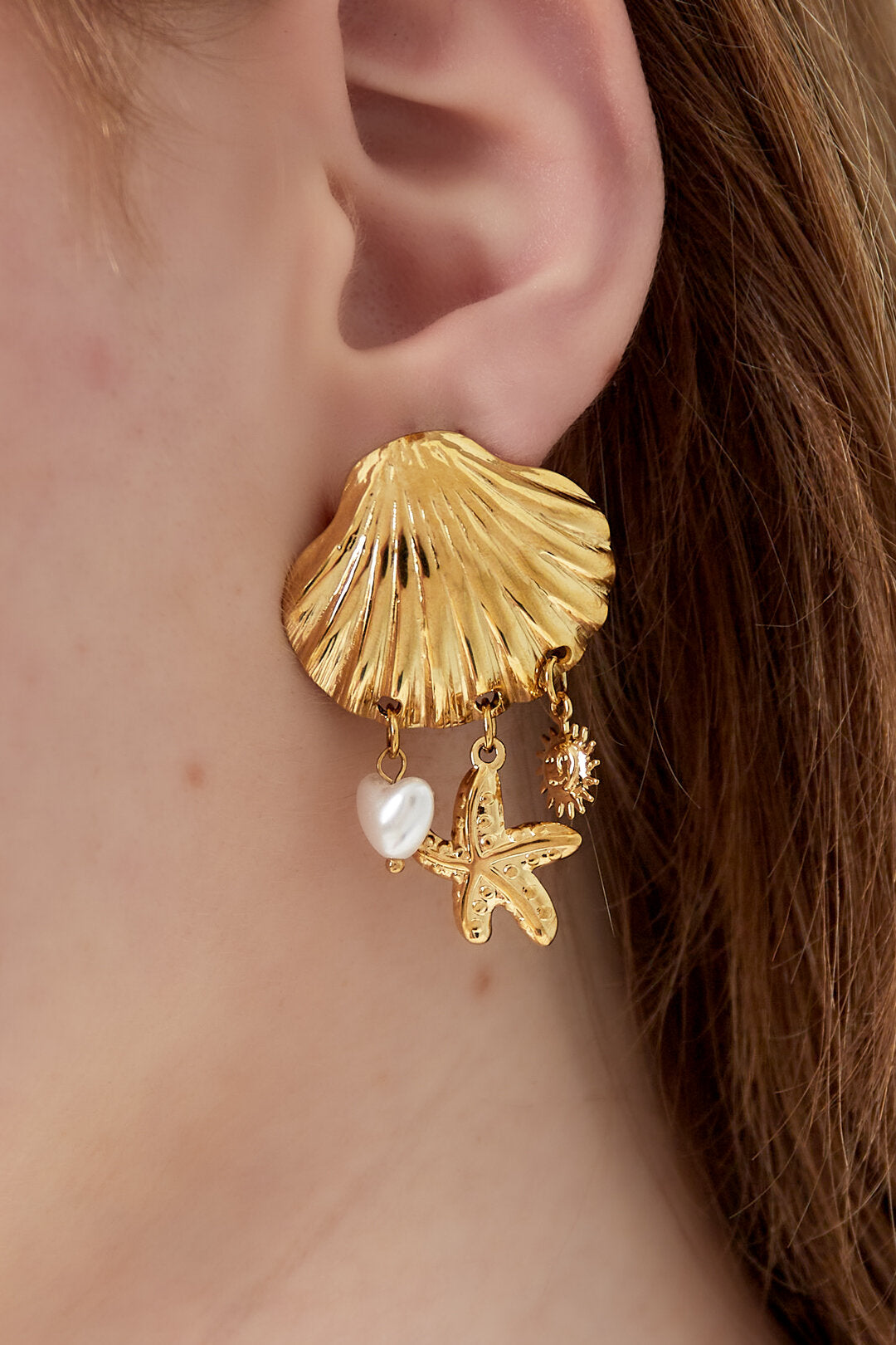 14K Gold Plated Oceanic Style Drop Earrings