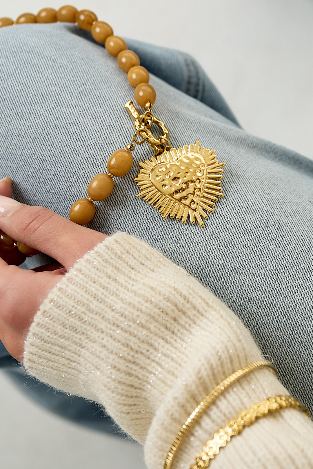 Chic Heart Beaded Necklace for Spring/Summer