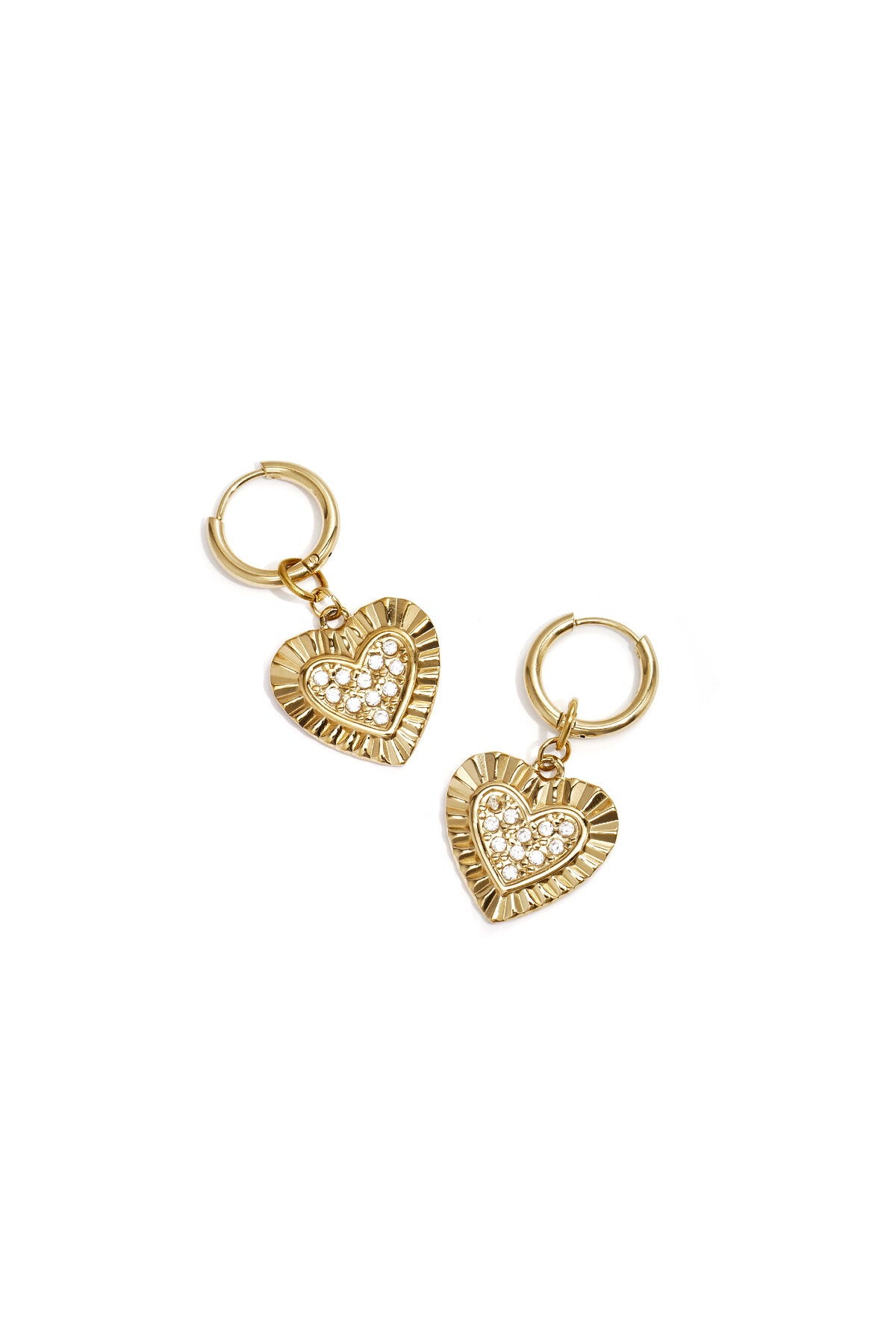 Elegant Heart Shaped Drop Earrings for Women - 14K Gold Plated