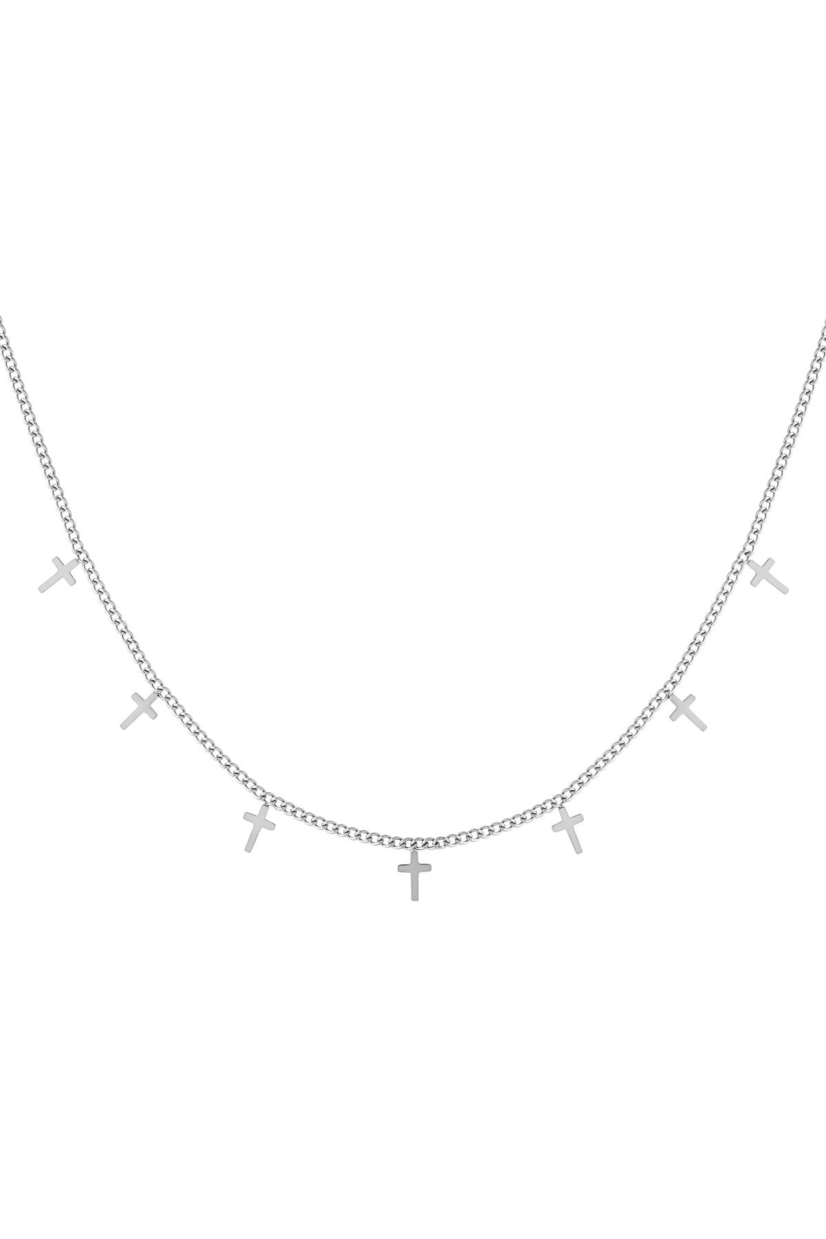 Elegant Cross Short Necklace in Silver & Gold