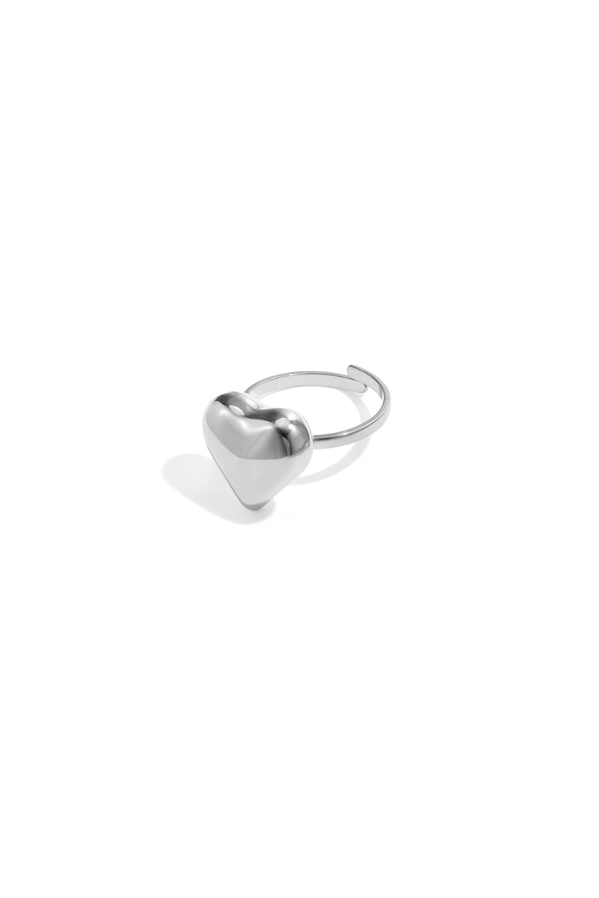 Stylish Adjustable Heart Statement Ring in Silver & Gold