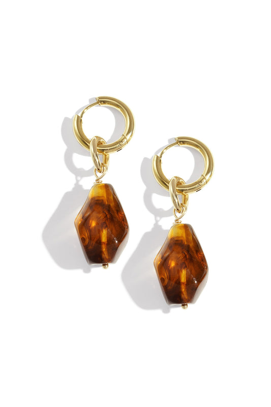 Elegant Drop Earrings in Crimson and Coffee Brown