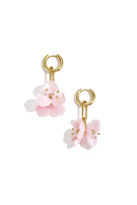 Stylish Brown & Pink Flower Drop Earrings for Women