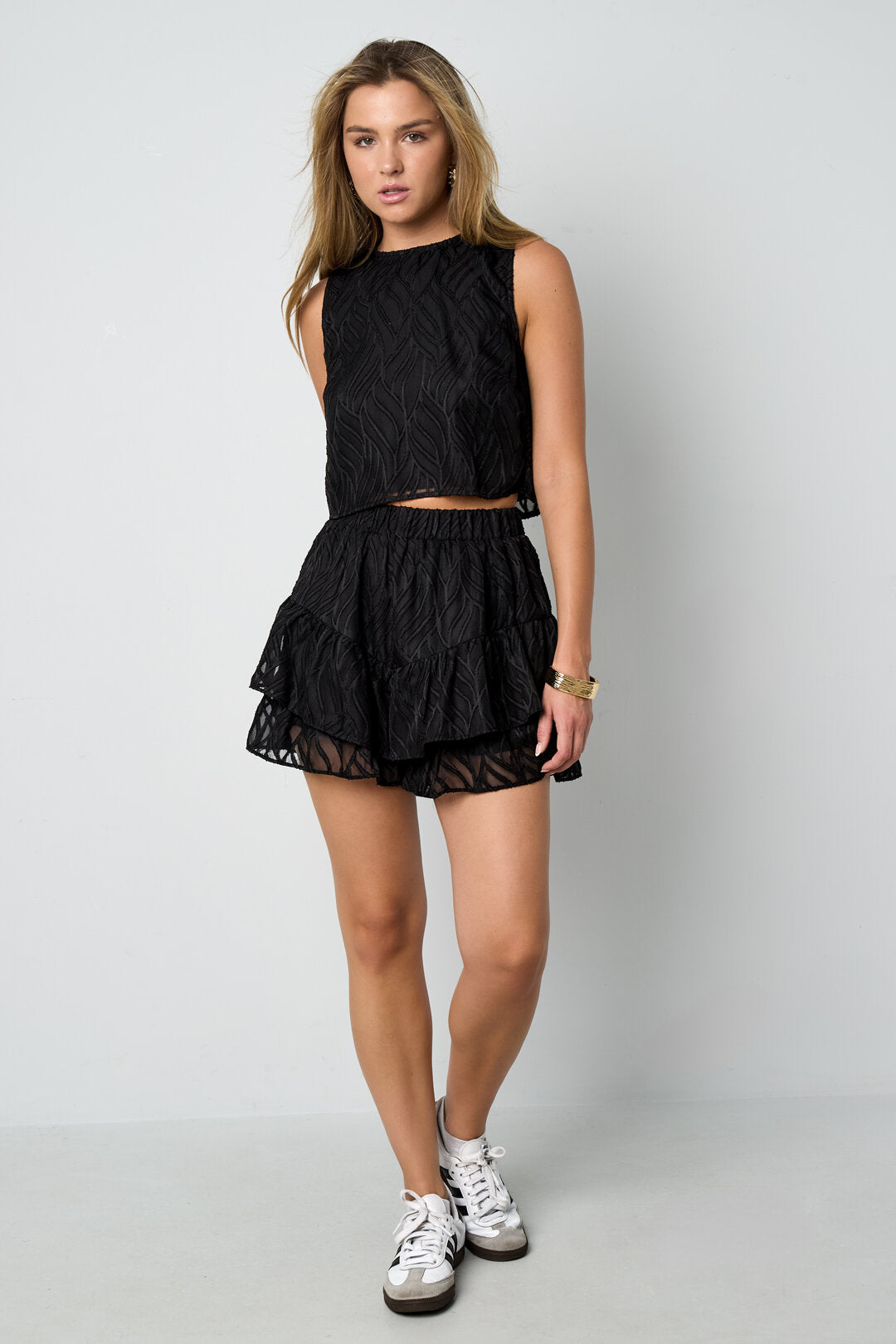 Elegant Spring/Summer Woven Pantskirt - Green, Black, Off-White