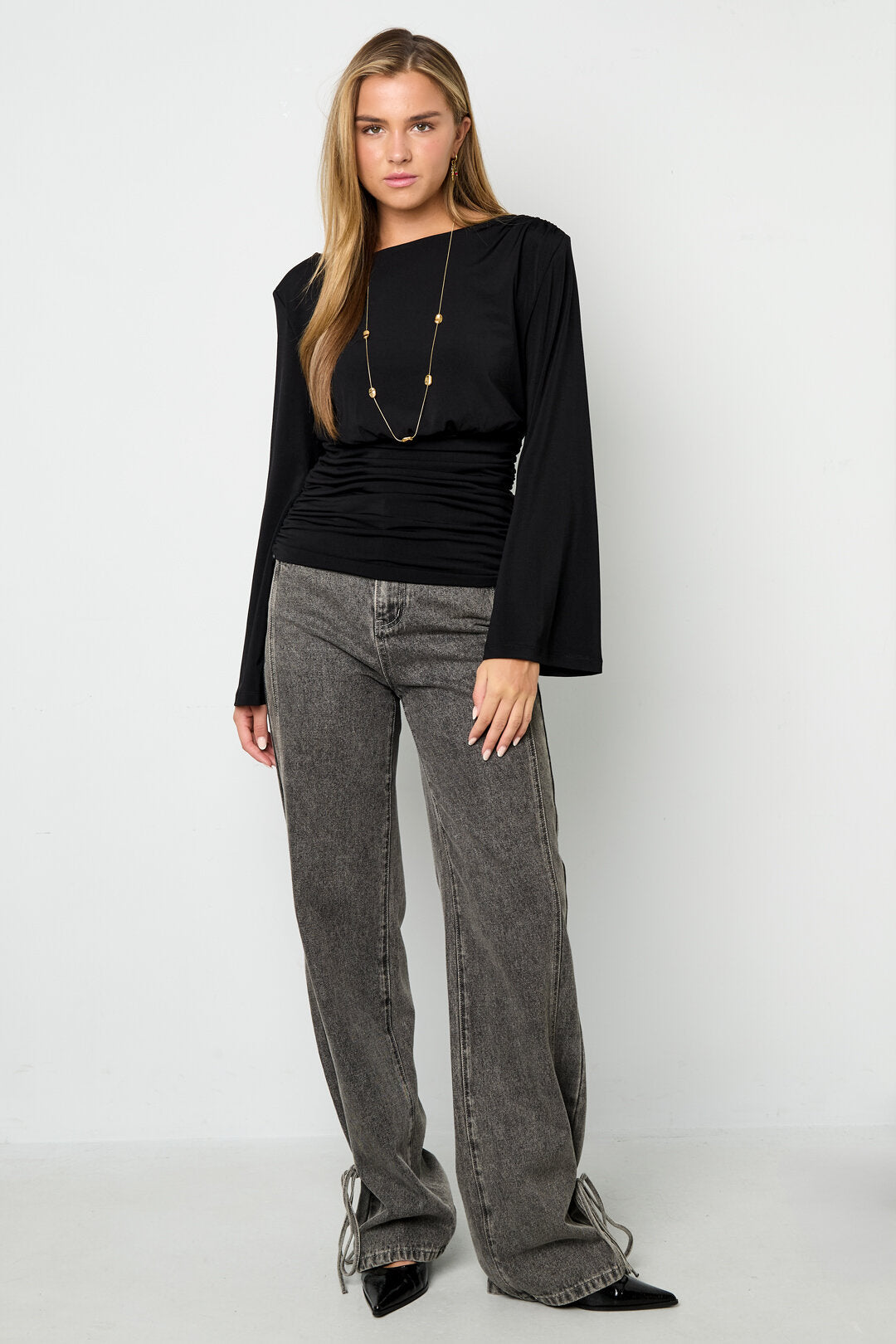 Polyester Fiber (Polyester) Long Sleeve Tops Solid Color Elegant All Fit  Clothes